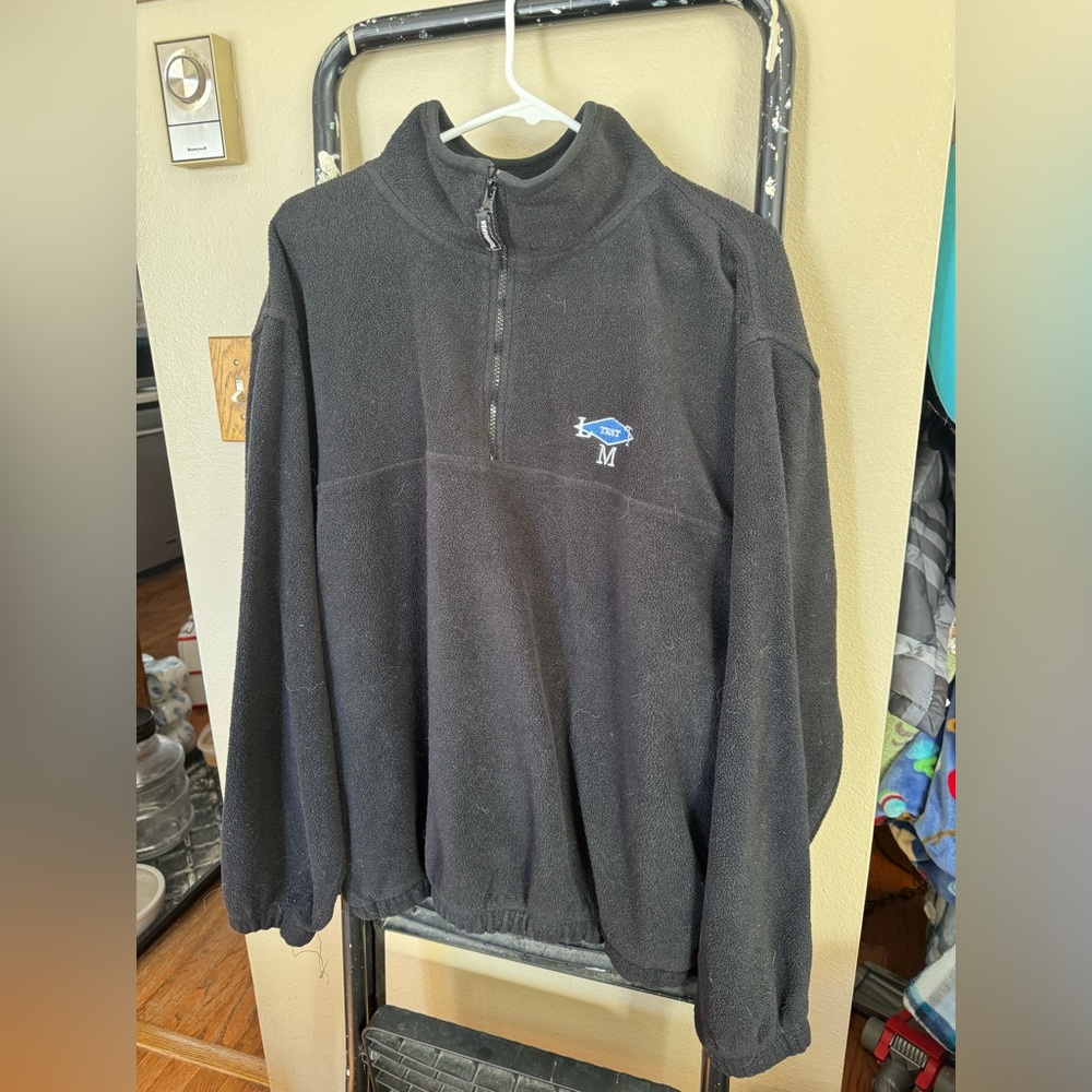 3/4 zip fleece jacket/sweatshirt, has a logo on it, like new, black